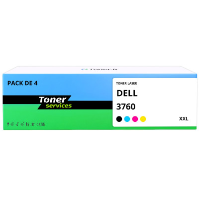 Pack de 4 toners compatibles Dell 3760 XXL Noir et couleurs - Toner Services