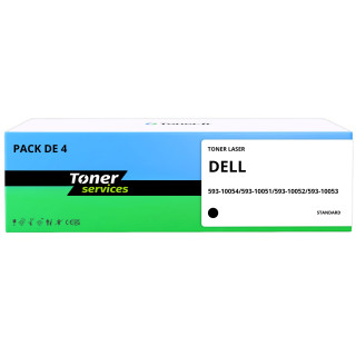 Pack de 4 toners compatibles Dell 593-10054/593-10051/593-10052/593-10053 Noir et couleurs - Toner Services