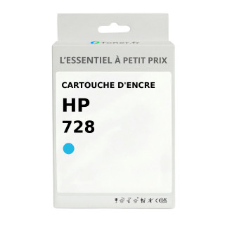 Cartouche d'encre compatible HP 728 Cyan - L'Essentiel à Petit Prix