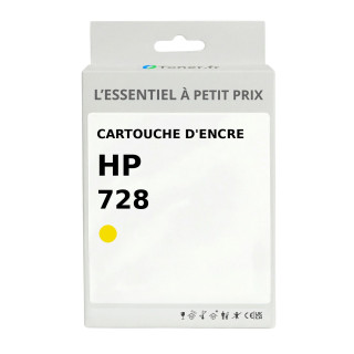 Cartouche d'encre compatible HP 728 Jaune - L'Essentiel à Petit Prix