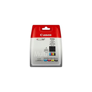 Pack de 4 cartouches d'encre Canon CLI551 Noir et couleurs