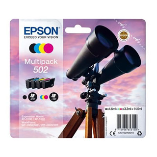 Pack de 4 cartouches d'encre Epson 502 Noir et couleurs