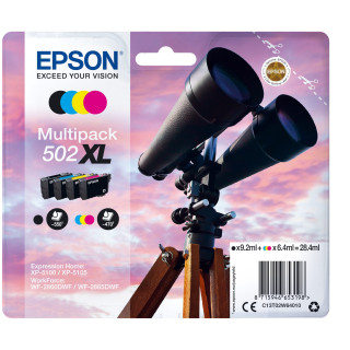 Pack de 4 cartouches d'encre Epson 502XL Noir et couleurs