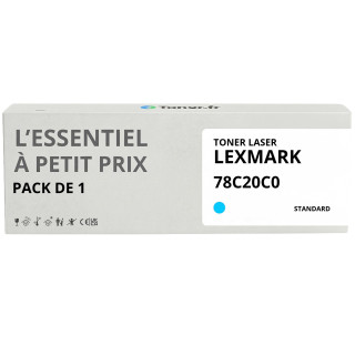 Toner compatible Lexmark 78C20C0 Cyan - L'Essentiel à Petit Prix