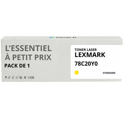 Toner compatible Lexmark 78C20Y0 Jaune - L'Essentiel à Petit Prix