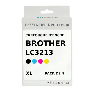 4 Cartouches D'encre Compatibles Brother LC3211/LC3213 - Noir + Couleurs - Pour Imprimantes DCP-J572DW, MFC-J491DW, Etc. - Rendement 400 Pages