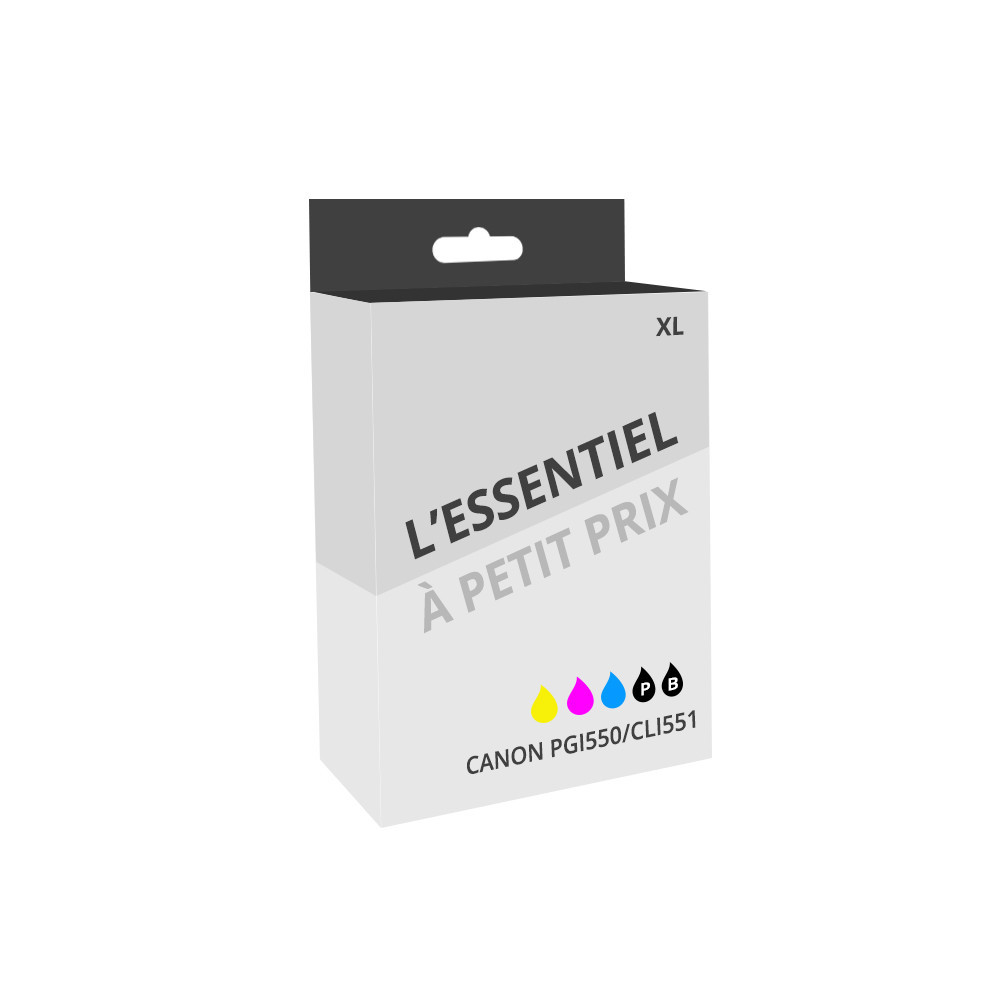 Pack de 5 cartouches d'encre compatibles Canon PGI550/CLI551 XL Noir et couleurs