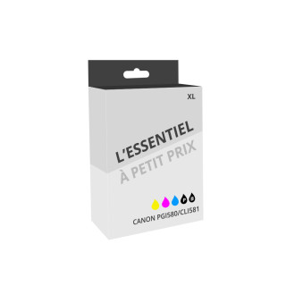 Pack de 5 cartouches d'encre compatibles Canon PGI580/CLI581 XXL Noir et couleurs