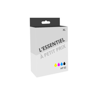Pack de 2 cartouches d'encre compatibles HP 62 XL Noir et couleurs
