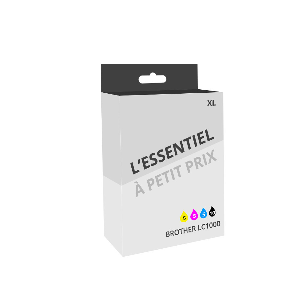 Pack de 25 cartouches d'encre compatibles Brother LC1000 XL Noir et couleurs