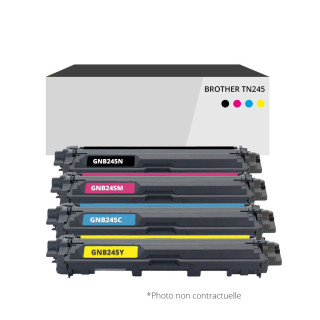 Pack de 4 toners compatible Brother TN245 Noir et couleurs