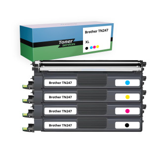 Pack de 4 toners compatible Brother TN247 XL Noir et couleurs