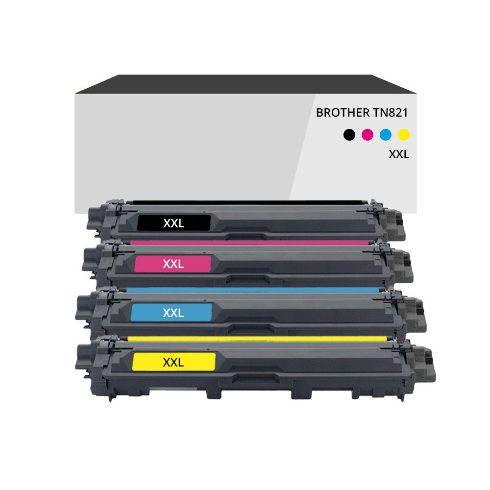 Pack de 4 toners compatible Brother TN821 XXL Noir et couleurs
