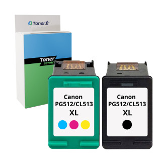 Pack de 2 cartouches d'encre compatibles Canon CLI526 XL noir et tricolor