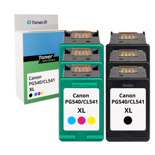 Pack de 6 cartouches d'encre compatibles Canon PG540/CL541 XL Couleur