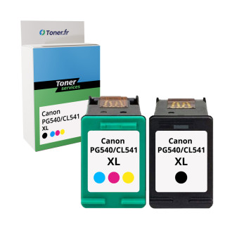 Pack de 2 cartouches d'encre compatibles Canon PG540/CL541 XL Noir et couleurs