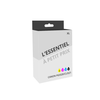 Pack de 15 cartouches d'encre compatibles Canon PGI520/CLI521 Noir et couleurs
