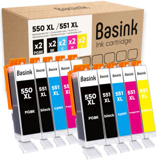 Pack de 10 cartouches d'encre Canon PGI550/CLI551 XL Noir et couleurs