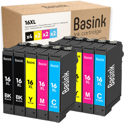 Pack de 10 cartouches d'encre Epson 16XL Noir et couleurs