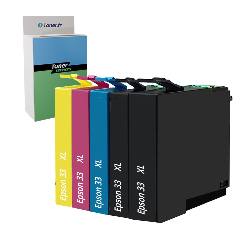 Pack de 5 cartouches d'encre compatibles Epson 33 XL Noir et couleurs