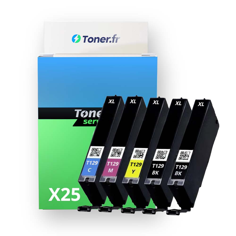 Pack de 25 cartouches d'encre compatibles Epson Pomme XL Noir et couleurs