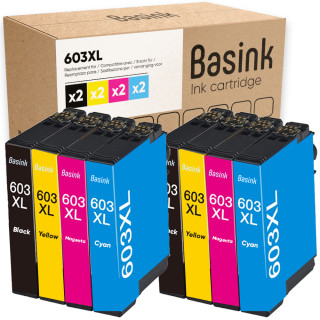 Pack de 8 cartouches d'encre Epson 603XL Noir et couleurs