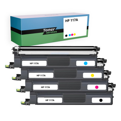 Pack de 4 toners compatible HP 117A Noir et couleurs