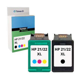 Pack de 2 cartouches d'encre compatibles HP 21/22 noir et tricolor