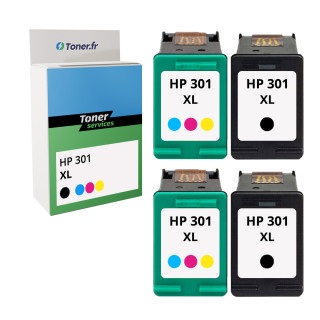 Pack de 4 cartouches d'encre compatibles HP 301 XL Noir et couleurs