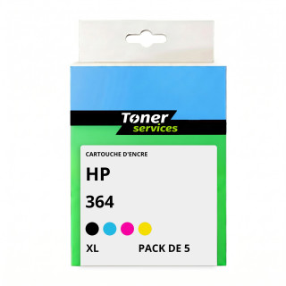Pack de 5 cartouches d'encre compatibles HP 364XL Noir et couleurs - Toner Services