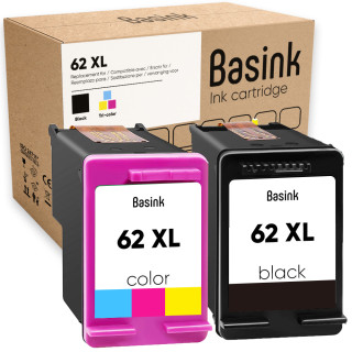 Pack de 2 cartouches d'encre HP 62XL Noir et couleurs