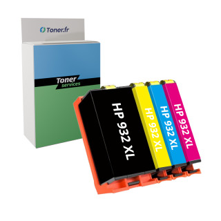 Pack de 4 cartouches d'encre compatibles HP 932 XL Noir et couleurs