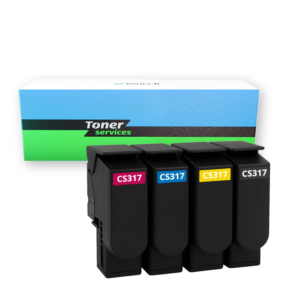Pack de 4 toners compatible Lexmark CS317 Noir et couleurs