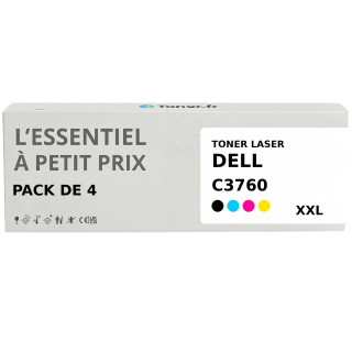 Pack de 4 toners compatibles Dell C3760 Noir et couleurs - L'Essentiel à Petit Prix