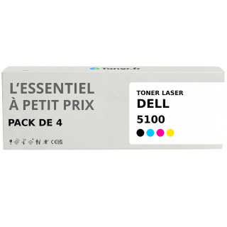 Pack de 4 toners compatibles Dell DT5100 Noir et couleurs - L'Essentiel à Petit Prix