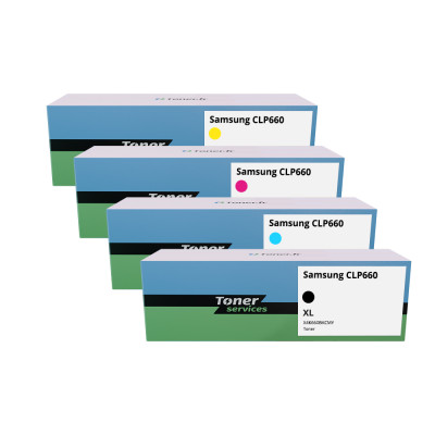 Pack de 4 toners compatible Samsung CLP660 Noir et couleurs