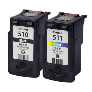 Pack de 2 cartouches d'encre Canon PG510/CL511 Noir et couleurs