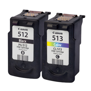 Pack de 2 cartouches d'encre Canon PG512/CL513 Noir et tricolor