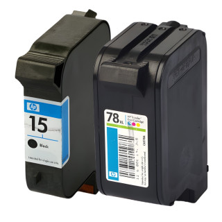 Pack de 2 cartouches d'encre HP 15/78 Noir et couleurs