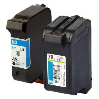 Pack de 2 cartouches d'encre HP 45/78 Noir et tricolor