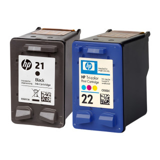 Pack de 2 cartouches d'encre HP 21/22 Noir et couleurs