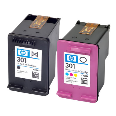 Pack de 2 cartouches d'encre HP 301 Noir et couleurs