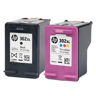 Pack de 2 cartouches d'encre HP 302 XL Noir et couleurs