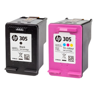 Pack de 2 cartouches d'encre HP 305 Noir et couleurs