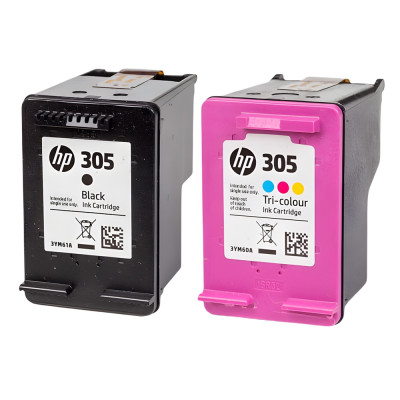 Pack de 2 cartouches d'encre HP 305 Noir et couleurs