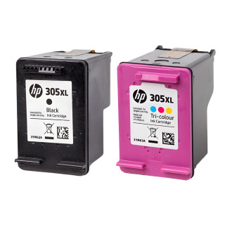 Pack de 2 cartouches d'encre HP 305 XL Noir et tricolor