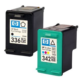 Pack de 2 cartouches d'encre HP 336/342 Noir et couleurs