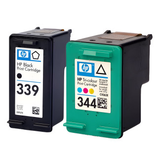 Pack de 2 cartouches d'encre HP 339/344 Noir et couleurs