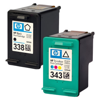 Pack de 2 cartouches d'encre HP 338/343 Noir et couleurs