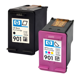 Pack de 2 cartouches d'encre HP 901 Noir et tricolor
